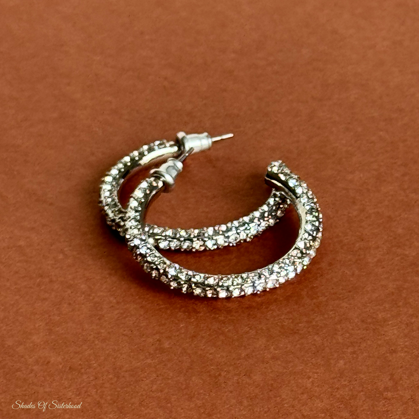 Silver Rhinestone Hoops (Small)