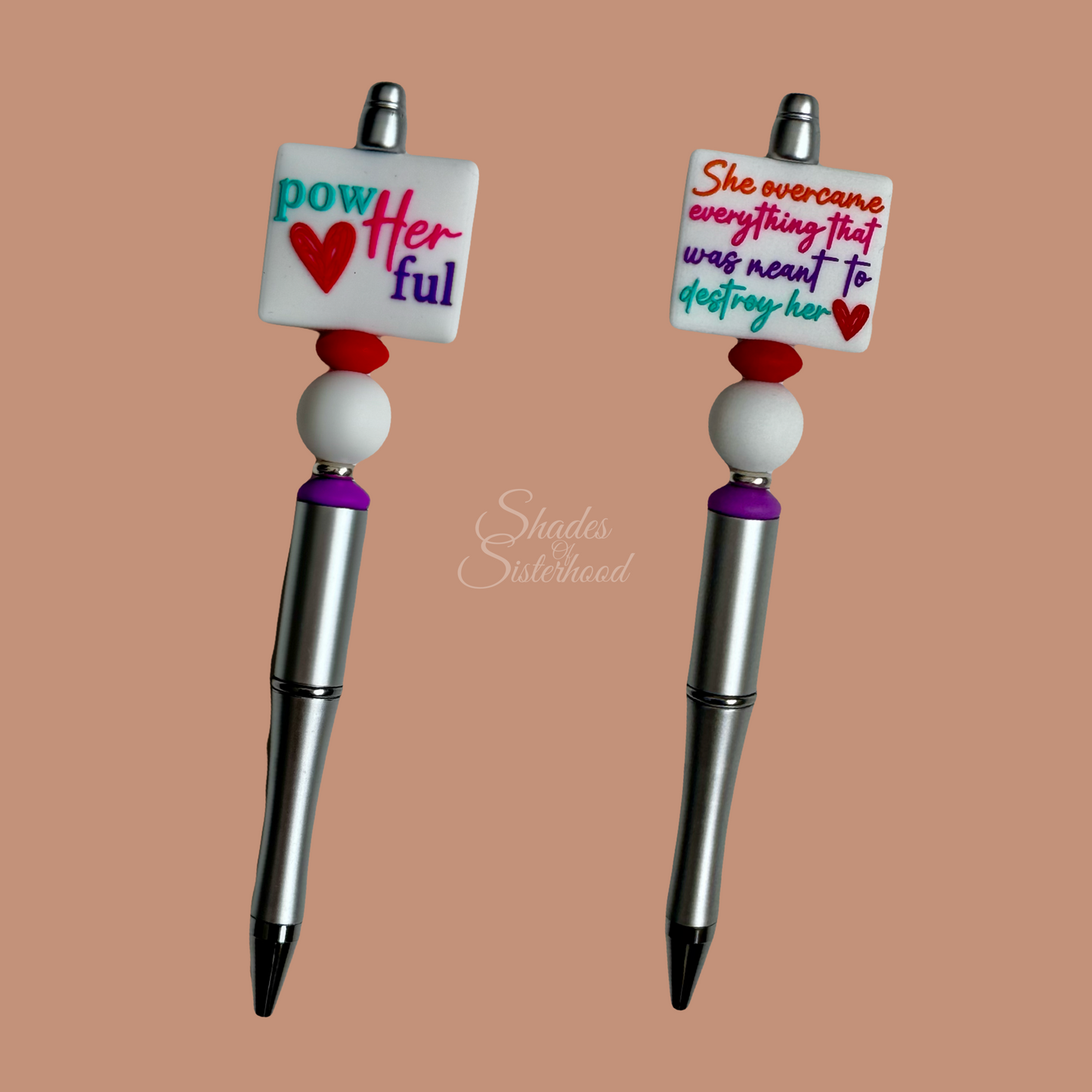 PowHERful Beaded Pen (Silver)