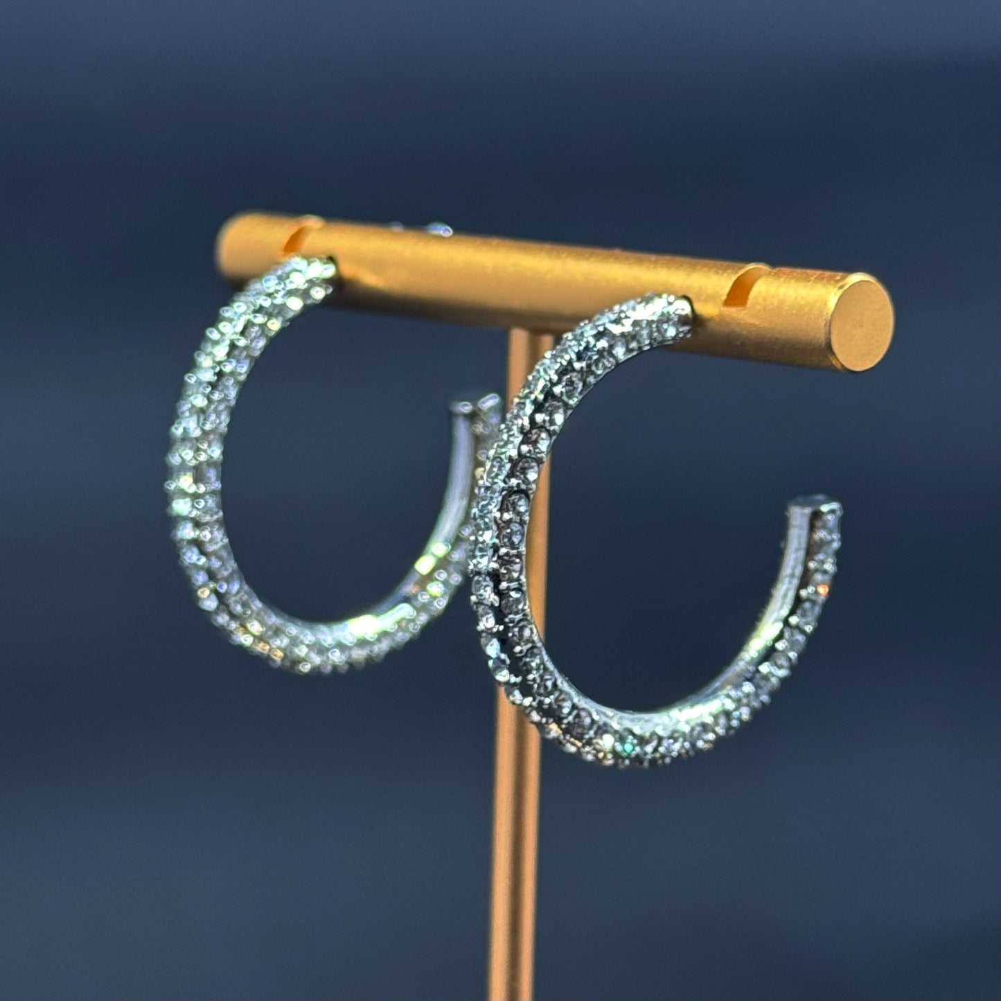 Silver Rhinestone Hoops (Small)