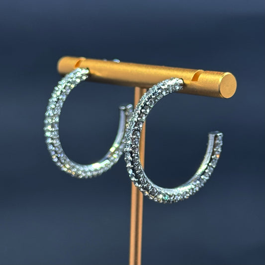 Silver Rhinestone Hoops (Small)