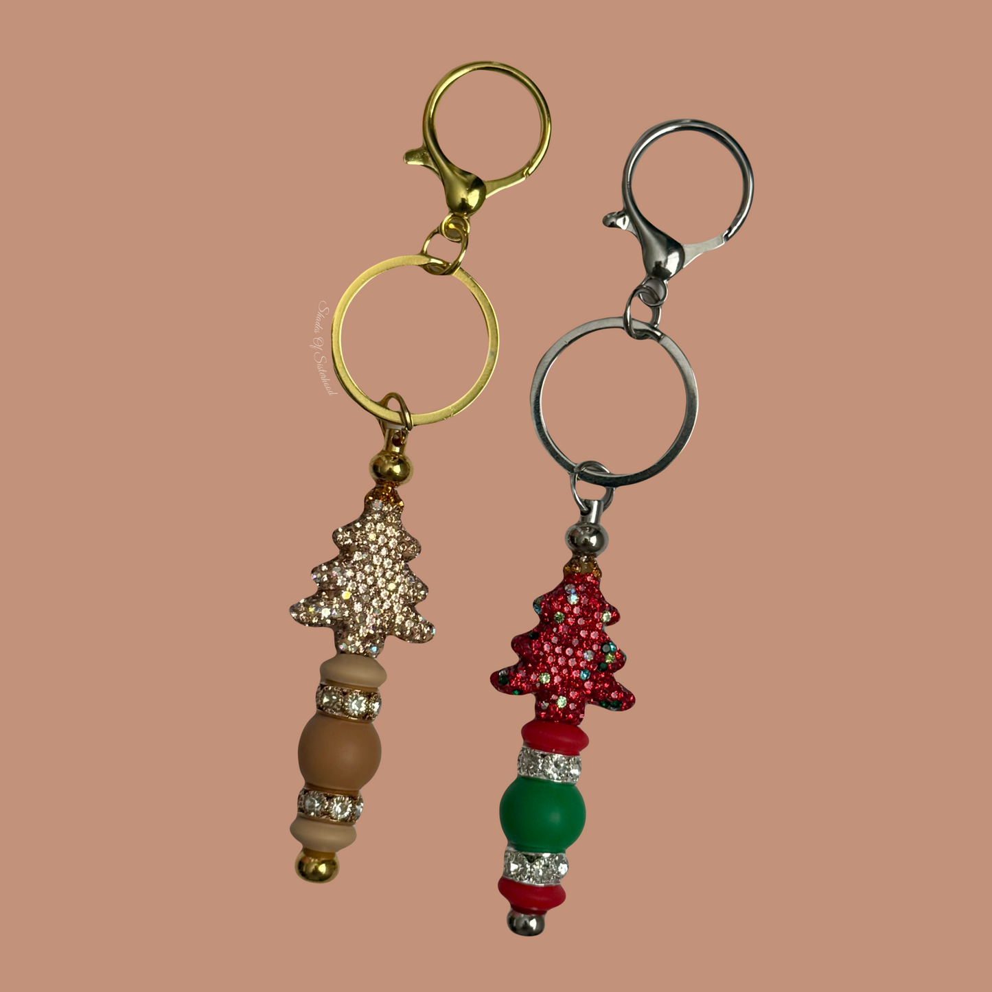 Holly Rhinestone Beaded Keychain