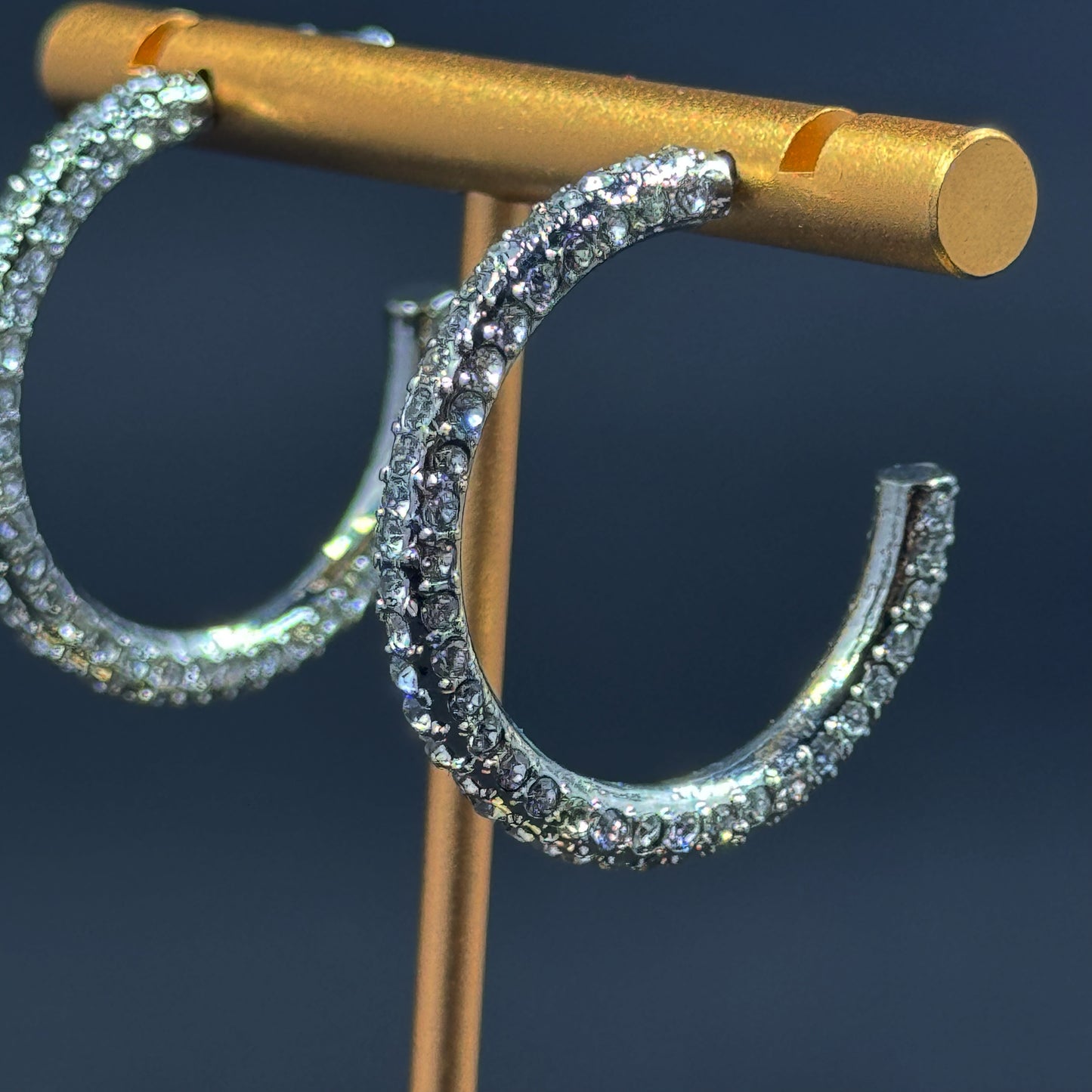 Silver Rhinestone Hoops (Small)