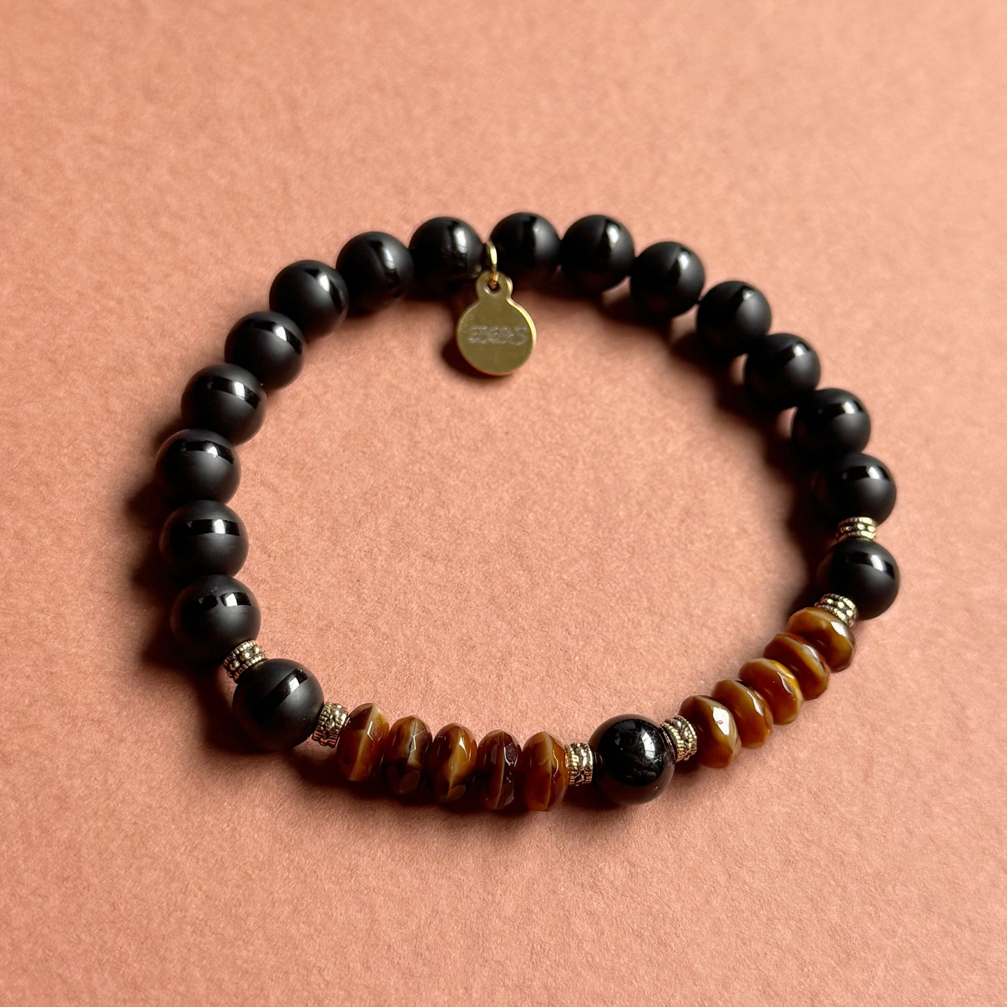 Tiger Eye Tourmaline Gemstone Bracelet