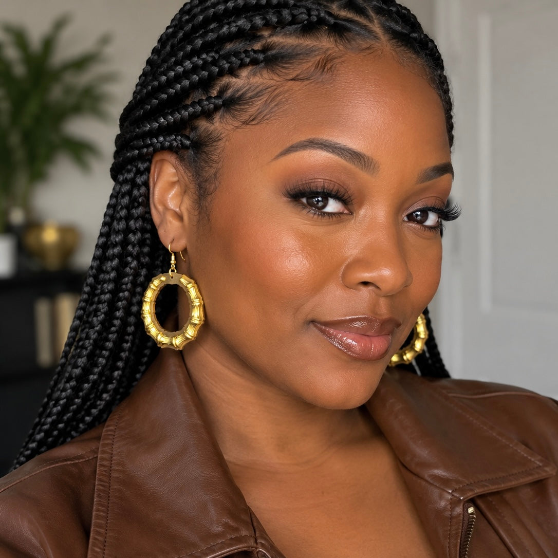 Wooden Bamboo Earrings (Golden Oak)