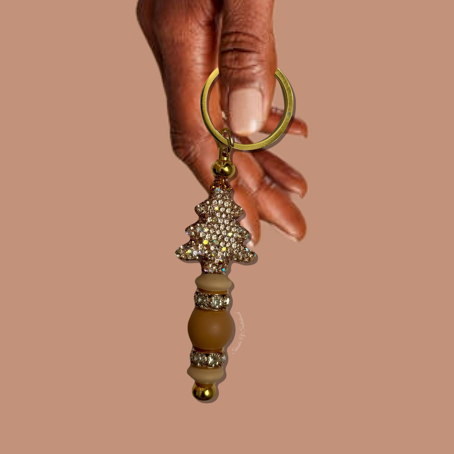 Holly Rhinestone Beaded Keychain