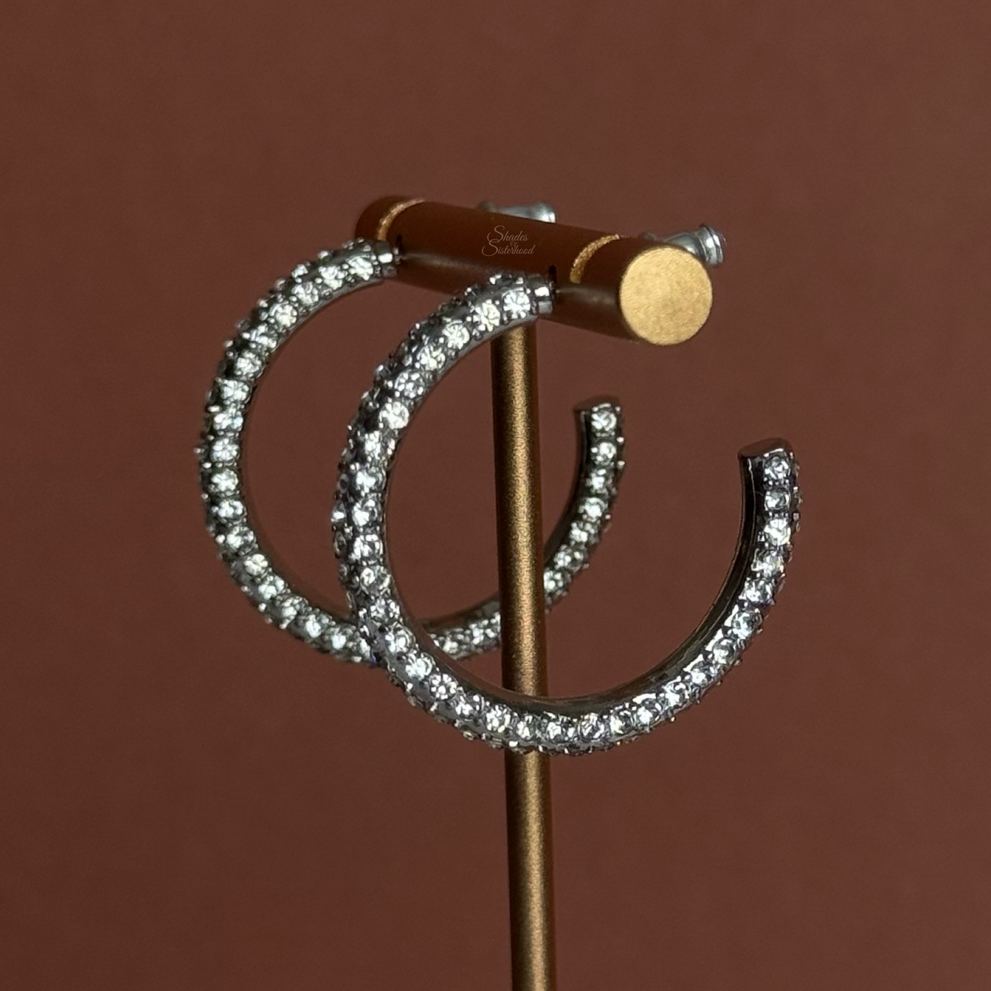 Silver Rhinestone Hoops (Small)