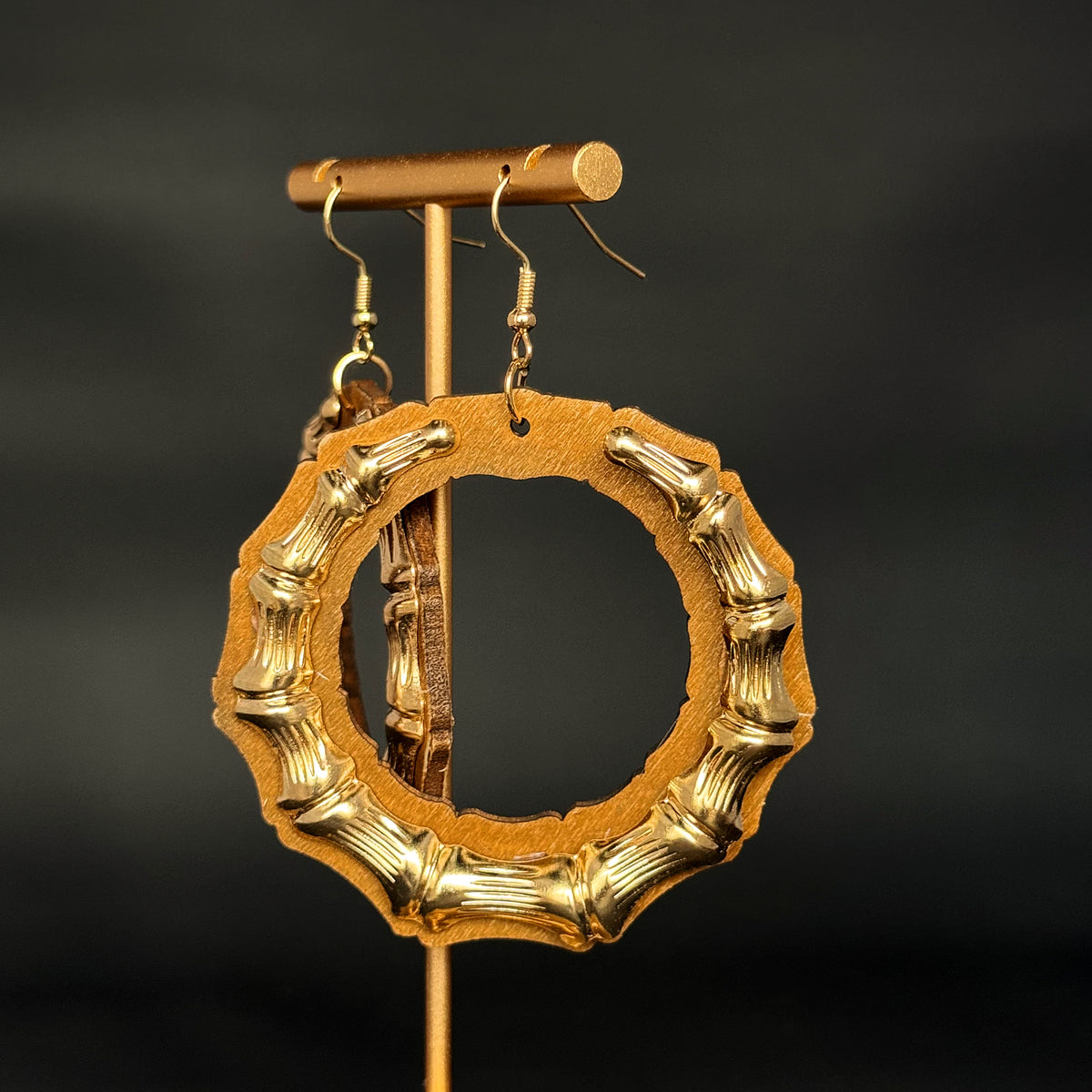 Wooden Bamboo Earrings (Golden Oak)