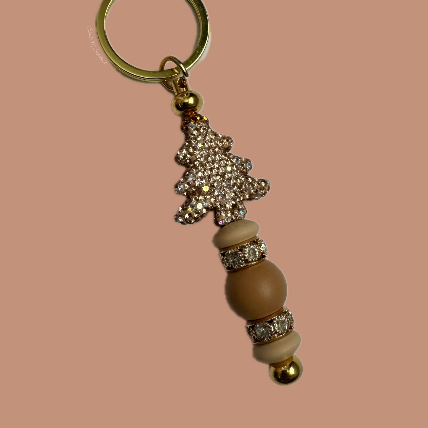 Holly Rhinestone Beaded Keychain