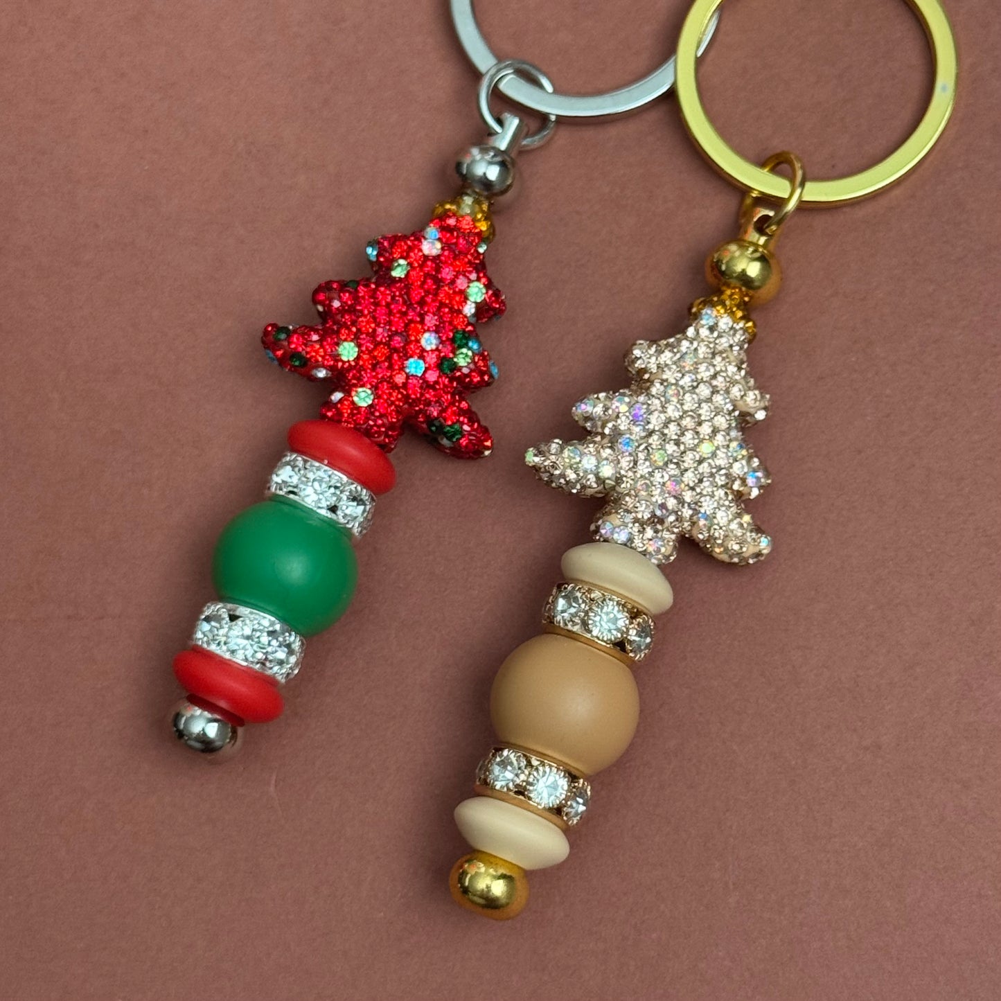 Jolly Rhinestone Beaded Keychain
