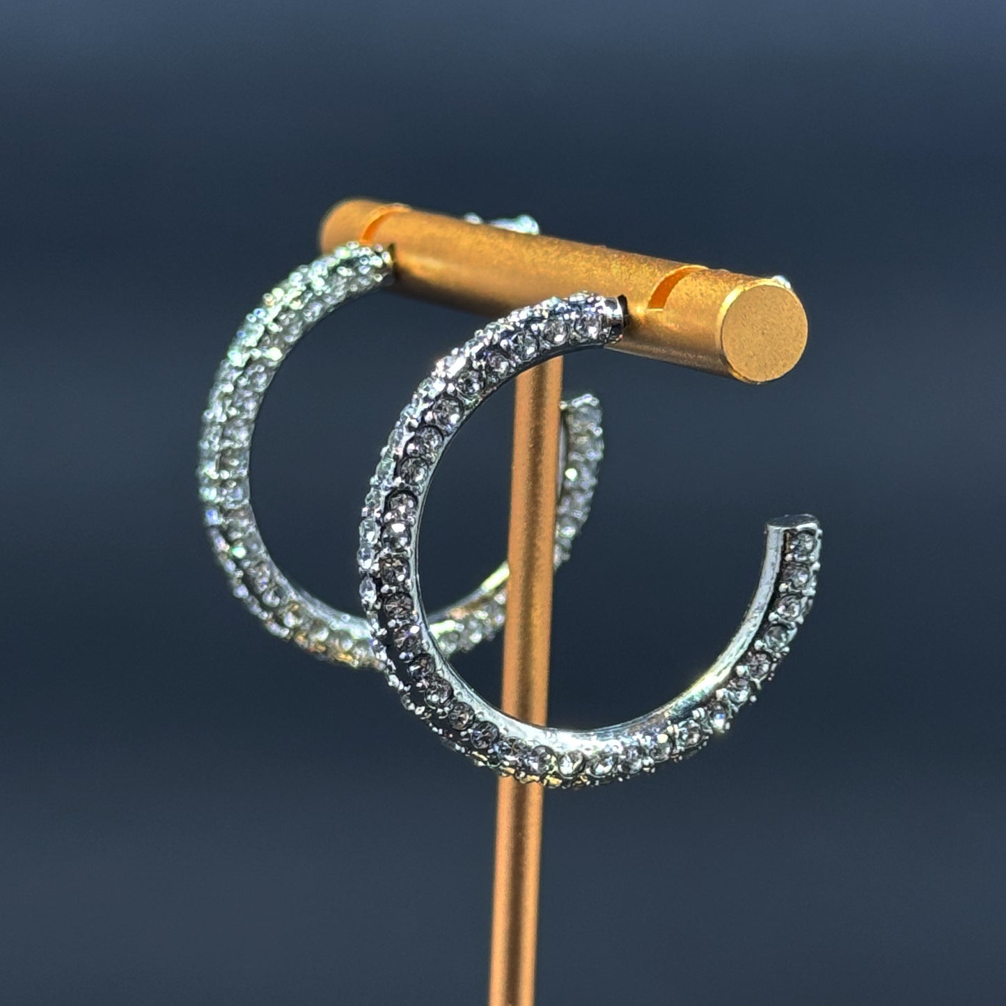 Silver Rhinestone Hoops (Small)