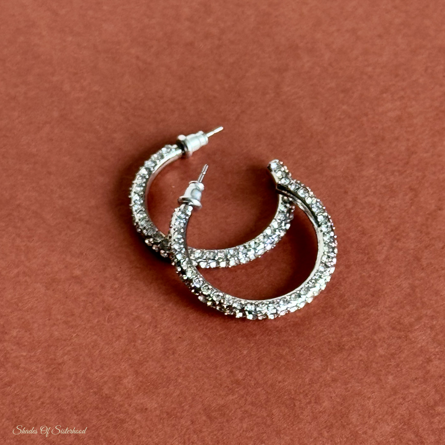Silver Rhinestone Hoops (Small)