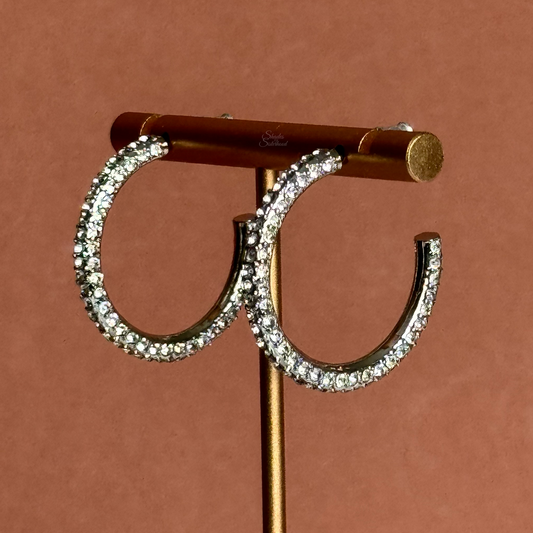 Silver Rhinestone Hoops (Small)