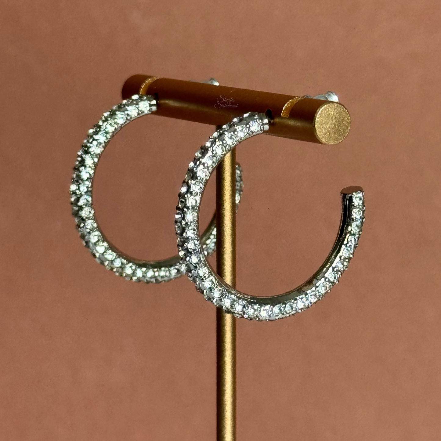 Silver Rhinestone Hoops (Small)