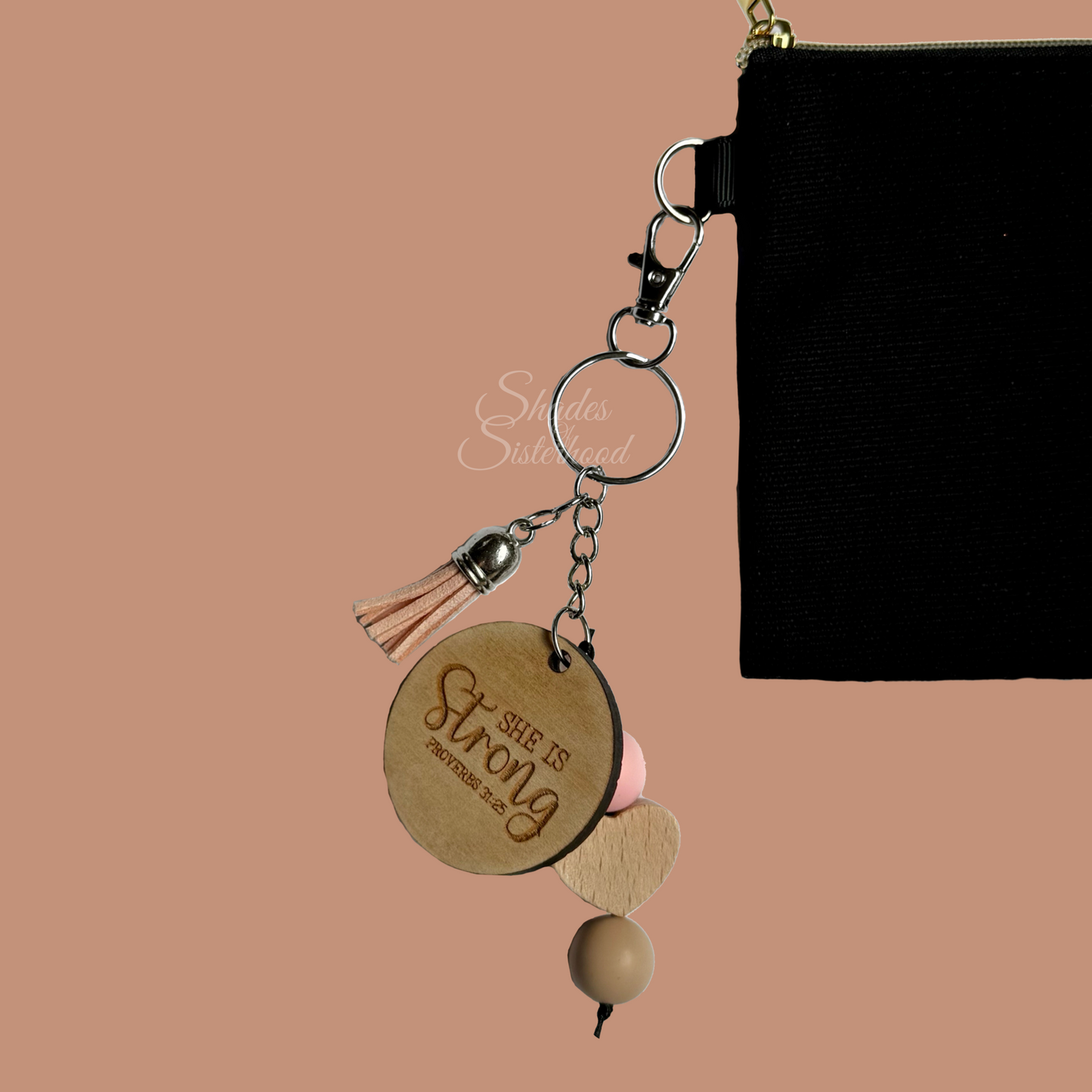 She Is Strong Beaded Keychain