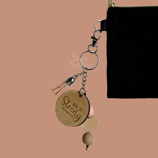 She Is Strong Beaded Keychain