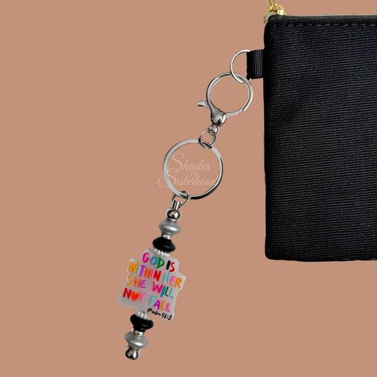 God Is Within Her Beaded Keychain