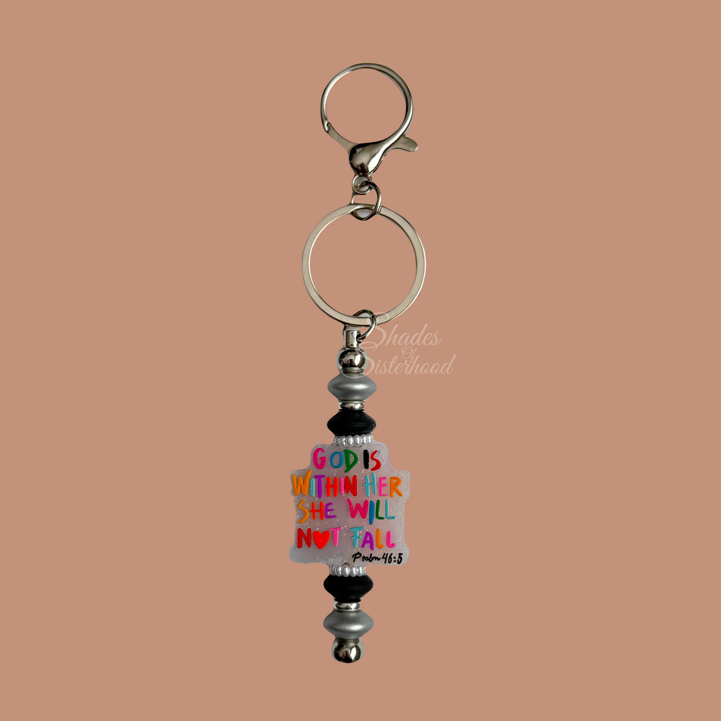 God Is Within Her Beaded Keychain