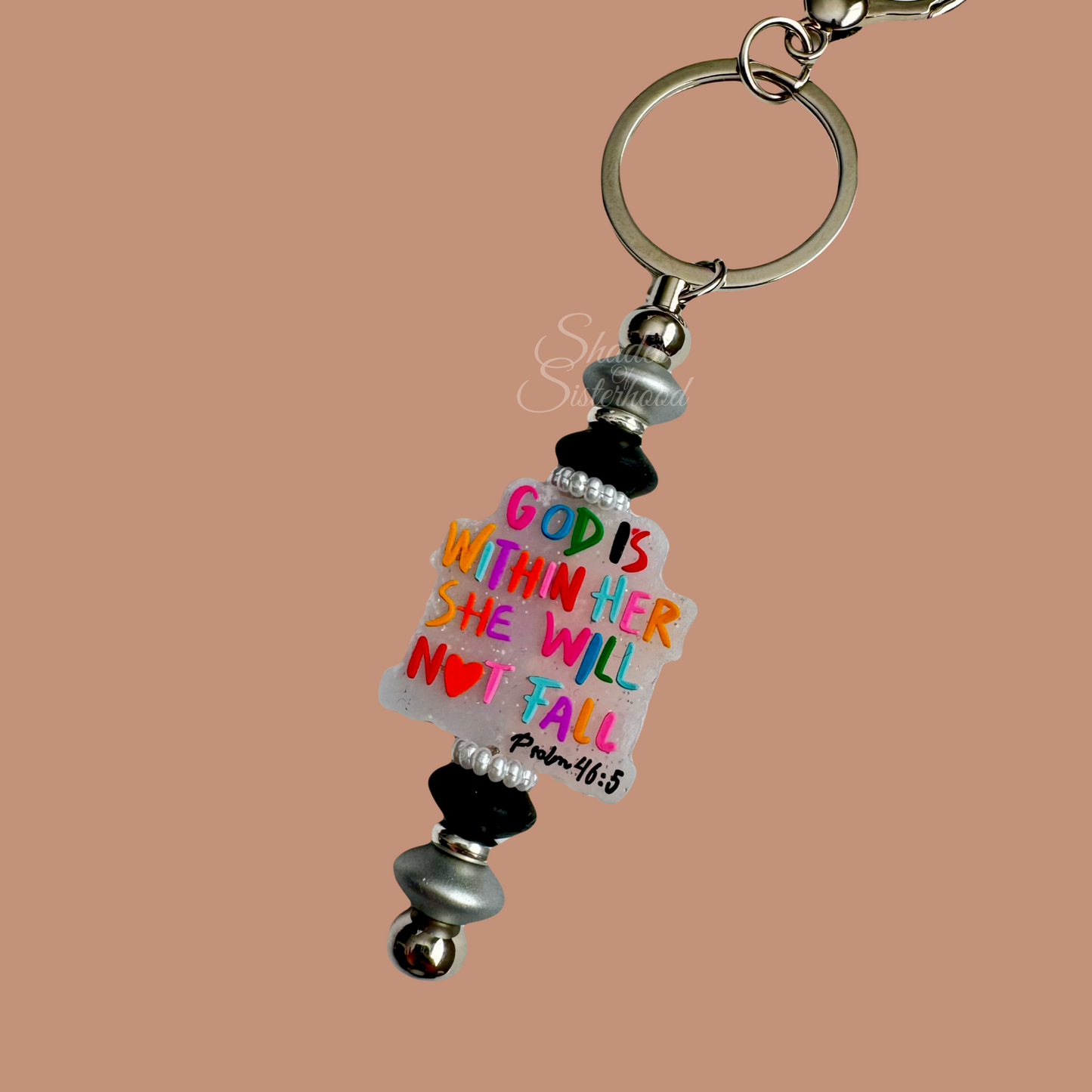God Is Within Her Beaded Keychain